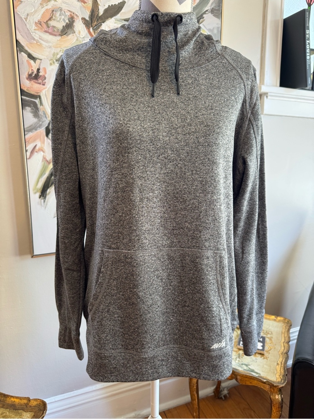 Avia Heather Gray Crewneck Pullover with Drawstring Funnel Neck